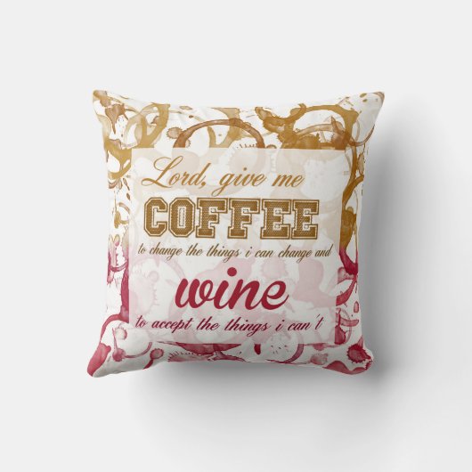 コーヒーおよびワインの引用文の枕 クッション (裏面)