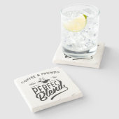 コーヒーおよび友人は完全なブレンドを作ります ストーンコースター (横)