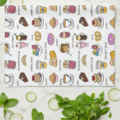 コーヒーおよび心地よいの食糧図解入りの、写真付きのなパターン キッチンタオル (折り畳み)