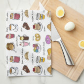 コーヒーおよび心地よいの食糧図解入りの、写真付きのなパターン キッチンタオル (四つ折り)