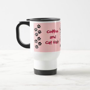 コーヒーおよび猫の毛のピンク トラベルマグ