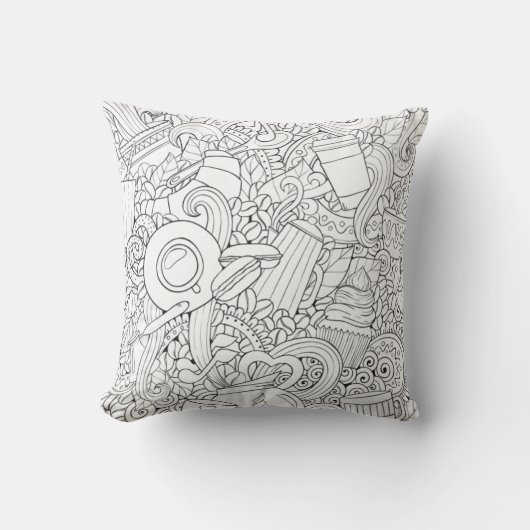 コーヒーおよび茶落書き クッション (正面)