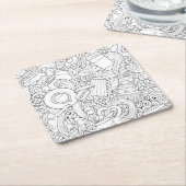 コーヒーおよび茶落書き スクエアペーパーコースター (アングル)