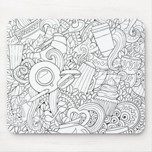 コーヒーおよび茶落書き マウスパッド (正面)
