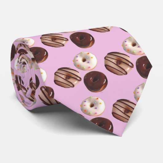 "コーヒーおよび"恋人のためのおもしろいドーナツタイ! ネクタイ (ロール)