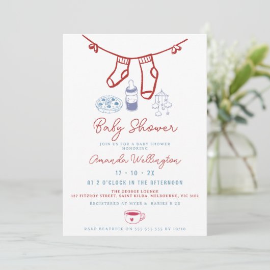 コーヒーお洒落手引き赤ちゃんシャワー醸造 招待状 (スタンド正面)