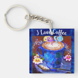 コーヒーお洒落抽象芸術絵画のフローラ キーホルダー