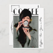 「コーヒーお茶お願い」ヴィンテージ ガーリー ポストカード (正面/裏面)