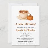 コーヒーかぼちゃの秋秋の醸造ベビーシャワー 招待状 (正面)