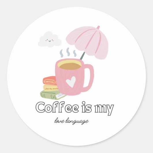 コーヒーかわいいステッカー ラウンドシール (正面)