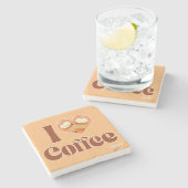 コーヒーかわいいハートジャバジョルト大好き ストーンコースター (横)