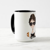 コーヒーかわいらしい真珠およびコーヒー・マグ マグカップ (正面左)