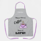 コーヒーがある場所にはLIFEピンクカップ名 エプロン (正面)