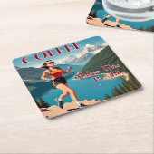 コーヒーがこの可能な走 スクエアペーパーコースター (アングル)