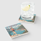 コーヒーがこの可能な走 ストーンコースター (横)