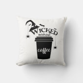 コーヒーがないと邪悪 - 面白い魔女コーヒー好き クッション (正面)