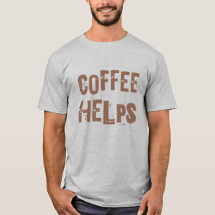 コーヒーがユーモアのあるレトロなタイポグラフィーのカフェの言葉を助ける Tシャツ
