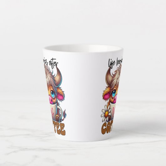 コーヒーが人生の始まり カフェラテマグ (正面)