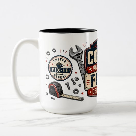 コーヒーが修理部に力を与える マグカップ (左)