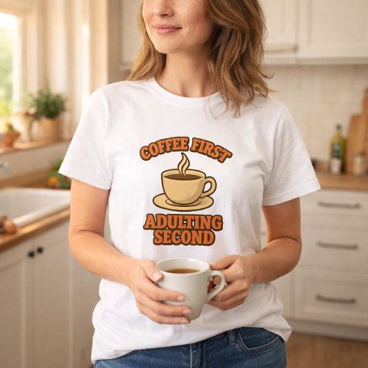 コーヒーが先、成年が後 面白い引用 Tシャツ
