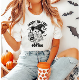 コーヒーが入るまでハロウィーン猫が怖い Tシャツ