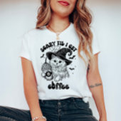 コーヒーが入るまでハロウィーン猫が怖い Tシャツ