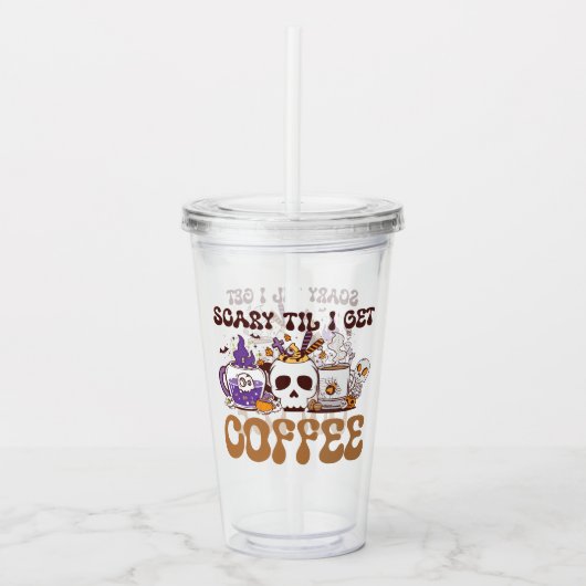 コーヒーが入るまで怖い アクリルタンブラー (正面)