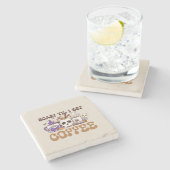 コーヒーが入るまで怖い ストーンコースター (横)