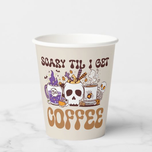 コーヒーが入るまで怖い 紙コップ (正面)