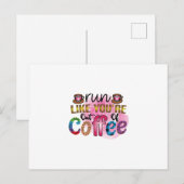 コーヒーが切れたかのように走る コーヒーアート ポストカード (正面/裏面)