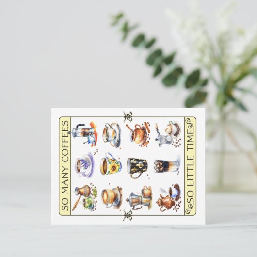 コーヒーが多くて時間が無い ポストカード (スタンド正面)