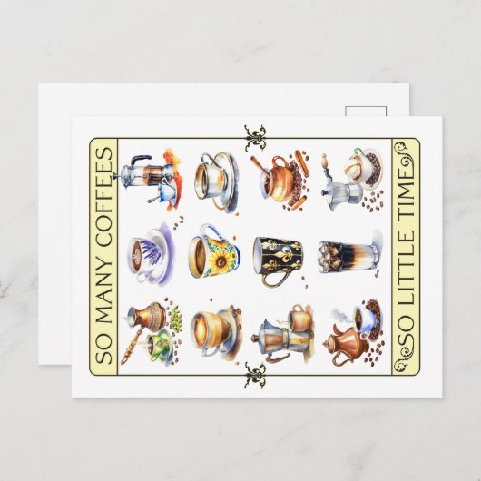 コーヒーが多くて時間が無い ポストカード (正面/裏面)