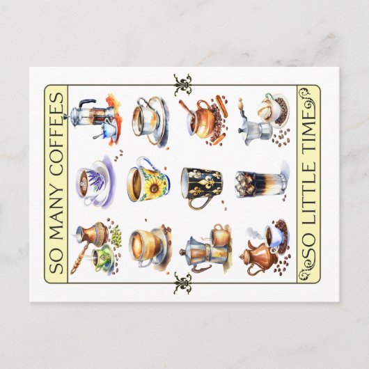 コーヒーが多くて時間が無い ポストカード (正面)