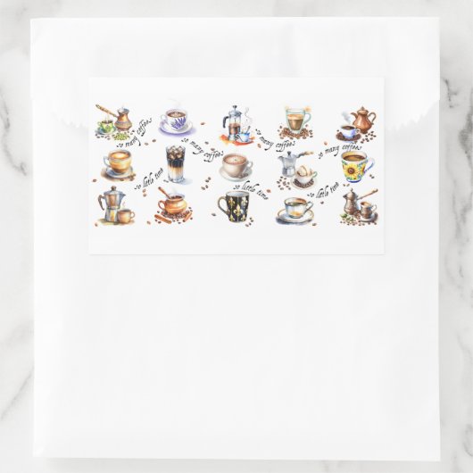 コーヒーが多くて時間が無い 長方形シール (バッグ)