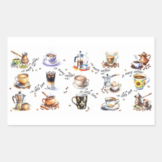 コーヒーが多くて時間が無い 長方形シール (正面)