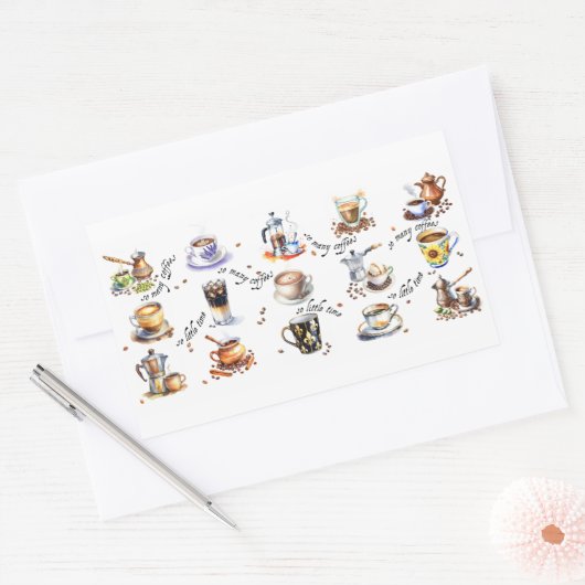 コーヒーが多くて時間が無い 長方形シール (封筒)