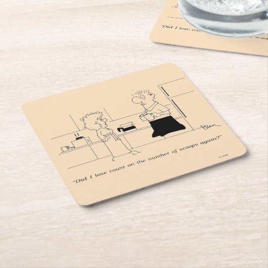 コーヒーが多過ぎる スクエアペーパーコースター (アングル)