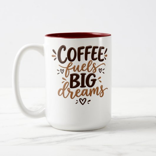 コーヒーが大きな夢を叶える 面白いマグカップ ツートーンマグカップ (左)
