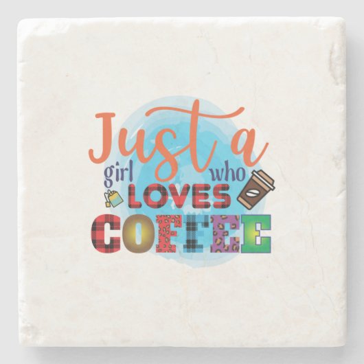 コーヒーが大好きな女の子だけのコーヒーアート ストーンコースター (正面)