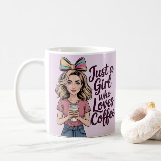 コーヒーが大好きな女の子 クラシック マグカップ (ドーナツ)