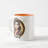 コーヒーが大好きな強い美しい女性 ツートーンマグカップ (正面左)