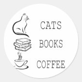 コーヒーが大好きな読者のために、猫がコーヒーを本に ラウンドシール (正面)