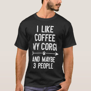 コーヒーが好きなコーギーと3人 Tシャツ
