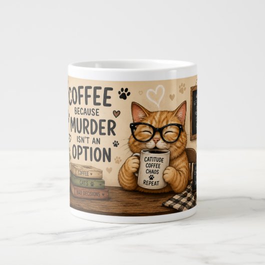 コーヒーが好きな猫のマグカップ ジャンボコーヒーマグカップ (正面)