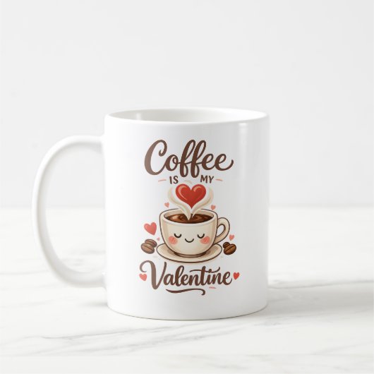 コーヒーが私のバレンタイン – かわいいコーヒー好きデザイン コーヒーマグカップ (左)