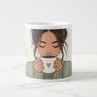 コーヒーが私の目標を叶える かわいいコーヒーマグデザイン ジャンボコーヒーマグカップ