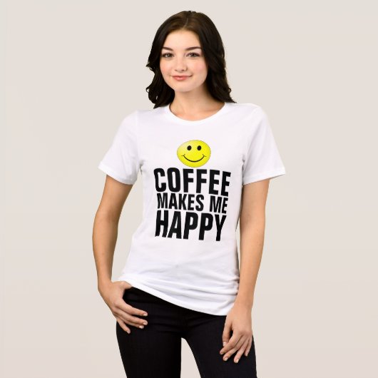 コーヒーが私を幸せにするTシャツ トライブレンドTシャツ (正面全面)