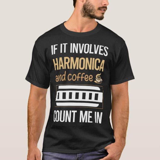 コーヒーが絡むならハーモニカ Tシャツ (正面)