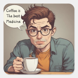 コーヒーが薬最高のだ スクエアシール
