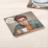 コーヒーが薬最高のだ スクエアペーパーコースター (アングル)